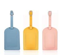AKJAXQU Etichetta per Valigie, 3 Pezzi Etichette per Bagagli, Etichette per Valigie in Pelle PU, Durevole, Bello, Aiuta a Identificare, Proteggi la Privacy (Azzurro/giallo/rosa)