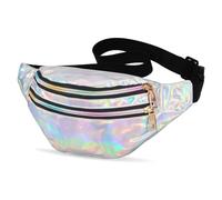 AKJAXQU Marsupio Sportivo Uomo Donna con Zip Tasche Cintura Regolabile e Fibbia a Sgancio Rapido, Waist Bag in Nylon Impermeabile per Ciclismo Running Escursionismo Campeggio Concerti, Argento