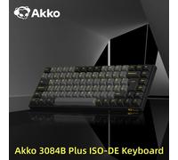 Akko 3084B Plus Nero e Oro 75% Layout ISO-DE Tastiera da gioco meccanica Hot-swap Multi-Modalità 2.4GHz /USB Type-C/BT 5.0