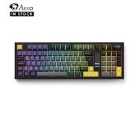 Akko 5098B Tastiera da gioco meccanica wireless oro nero con schermo TFT Manopola verticale 96 tasti Guarnizione retroilluminata RGB sostituibile a caldo ANSI-US