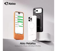 Akko MetaKey 37 tasti Mini tastiera per telefono Custodia per telefono con tastiera PU TPU con supporto magnetico per iPhone 16 Pro Max 17 Pro Max