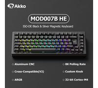 Akko MOD007B HE Interruttore magnetico Tastiera meccanica Nera 75% ISO-DE Alluminio CNC Trigger rapido 0.005mm 8K ARGB Tastiera da gioco