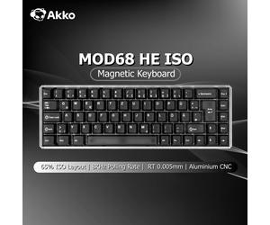 Akko MOD68 HE Tastiera ISO UK/DE/FR Layout 65% Interruttore magnetico Trigger rapido 0.005mm 8K ARGB Tastiera meccanica da gioco personalizzata
