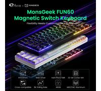 Akko MonsGeek FUN60 Tastiera meccanica Interruttore magnetico Tastiere da gioco 60% Trigger rapido 0.01mm 8K ARGB HE/TMR Tastiera personalizzata Pro White Wired
