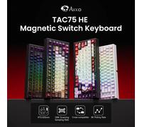 Akko Tastiera da gioco TAC75 Rapid Trigger Wired HE tastiera lucida attraverso bianco, interruttore magnetico abbagliante