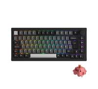 Akko Tastiera meccanica 5075B Plus VIA, 75% layout ISO 3 modalità tastiera da gioco con interruttore lineare Hot Swappable Hot Swappable Tasti Cherry PBT, manopola per Win/Mac (nero argento, rosewood)