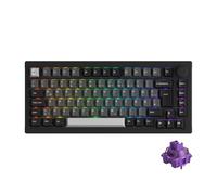 Akko Tastiera wireless 5075B Plus VIA, 3 modalità, layout ISO al 75%, tastiera da gioco, RGB sostituibile a caldo, tasti Cherry PBT, manopola rotante per Win/Mac (nero-argento, V3-viola)