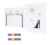 AKLOSIPY 2 Set di Libri degli Ospiti con Impronte Digitali Fai-da-te per Matrimoni, Compleanni e Feste - Grafica Unica per l'accesso su Tela per Occasioni Memorabili