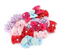 AKLOSIPY 20 Fiocchi Alla Moda per di Animali Lucenti con Fascia Elastica per Cani e Gatti - Graziosi Accessori per la Toelettatura