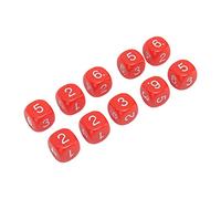 AKLOSIPY 20pcs 6mm Numero di Plastica da Dadi Set per i Giochi di Hing e Board con Numeri C (Rosso)