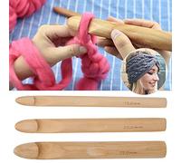 AKLOSIPY 3pcs Set di Maglieria di Gancio di Legno Grande Spessa in Legno per Progetti di Tessitura Versatili