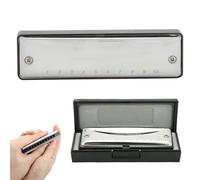 AKLOSIPY Armonica Blues Portatile a 10 Fori Strumento a Fiato Chiave per Principianti e Professionisti, Facile da Trasportare, Design (BLACK)