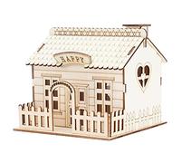 AKLOSIPY Banca di Casa di Villa in Legno con Luce a LED - Scatola per Bambini, Decorazione per la Casa