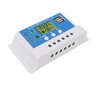 AKLOSIPY Controller Solare PWM con Display LCD, 2 Porte USB, Regolatore 10A per Sistemi 12V 24V - Alta Efficienza e funzionalità (20A)