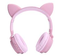 AKLOSIPY Cuffie con orecchie di gatto con luci LED 3D, 5.0, design pieghevole, microfono integrato, connessione, eleganti (rosa)