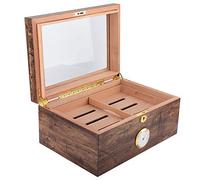 AKLOSIPY Elegante Umidificatore per Sigari Portatile in Legno di Cedro, Scatola Portaoggetti da Viaggio per 120 Sigari con Design Ermetico e Umidificatore