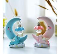 AKLOSIPY Luce Notturna a LED Cartoon Moon per Bambini - Simpatica Lampada per la Cameretta, Ideale per Compleanni, Natale e San (BLUE)