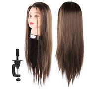 AKLOSIPY Manichino Professionale 65 Cm per Formazione per Parrucchieri, Pratica con Fibra Ad Alta Temperatura per Taglio di Stile Intrecciato, Modello di Parrucchiere per Studenti di Cosmetologia e