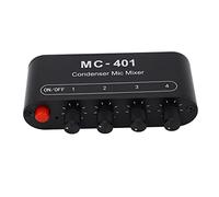 AKLOSIPY Mixer Microfonico a Condensatore di Mixaggio 4 Ingressi e Uscite con Controllo del Volume Indipendente, Estensore Mixer Microfono Karaoke con 3,5 Mm per Home Studio, Live Streaming, PC,