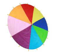 AKLOSIPY Paracadute da Gioco Multicolore per Bambini - Gioco di Gruppo da 3 Metri all'aperto per Aule di Scuola Materna Ed Educazione Fisica - Paracadute in Tessuto Oxford a 8 Colori con 24 (3