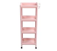AKLOSIPY Scaffale da pavimento da bagno con ruote, scaffale angolare autoportante a 3 livelli per bagno, cucina, spazi ristretti, design sottile, in plastica, facile mobilità (4 strati (con