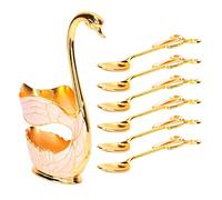 AKLOSIPY Scesanti da Tavolo a Forma di Elegante con Forchette e Cucchiai per caffè, Dessert e Sala da Pranzo -oro Premium e Design Bianco (Oro + cucchiaio)