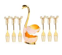 AKLOSIPY Scesanti da Tavolo a Forma di Elegante con Forchette e Cucchiai per caffè, Dessert e Sala da Pranzo -oro Premium e Design Bianco (Gold + Fork)