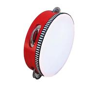 AKLOSIPY Tamburello Portatile in Legno con Jingles, Strumento a Percussione Educativo per Bambini per Musica, Danza e Spettacoli (7 pollici rosso)