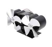 AKLOSIPY Ventilatore per Stufa Ventilatore per Camino in Lega di Alluminio a Doppia Testa Alimentato a Calore a 4 Pale per la Circolazione del Calore (SILVER)