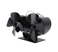 AKLOSIPY Ventilatore per Stufa Ventilatore per Camino in Lega di Alluminio a Doppia Testa Alimentato a Calore a 4 Pale per la Circolazione del Calore (BLACK)