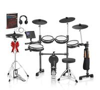 AKLOT Batteria elettrica di dimensioni espanse: Hi-Hat autonomo in due pezzi da 30,5 cm, grancassa indipendente e rullante a doppia zona da 10", piatto da 12" a tripla zona, tutte le teste in rete