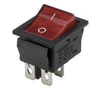 AKMJIHLFM 50 Pezzi/Lotto KCD4-201N Perforato 26 x 22 mm 4 Pin ON - off Interruttore a bilanciere for Barca Interruttore di Alimentazione con Lampadina 220V 24V LED Luce(Rot,220V Bulb)