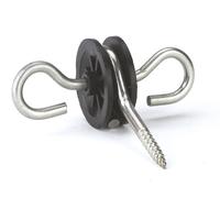 AKO Isolatore maniglia per cancelli, zincato, 10 pezzi con occhielli mobili, filettatura per legno