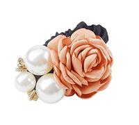 AKOAK 1 confezione di accessori per capelli da donna, stile grande, con perle rosa, fascia elastica per capelli, 6 colori per ragazze (champagne)