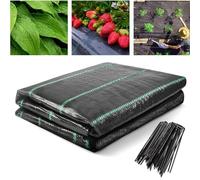 AKOFIC Telo Pacciamatura 2m x 10m con 20 Picchetti a U, 100g/m² Telo Anti Erbacce per Orto, Giardino, 10m² Tessuto Barriera Contro Le Erbacce, Stabilizzazione UV, Nero