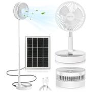 AKOFIC Ventilatore a Piantana Silenzioso Portatile, Ventilatore da Tavolo Alimentata Solare e a Batteria 5200mAh, Ventilatore da Scrivania Altezza Regolabile Pieghevole per Ufficio Casa Campeggio