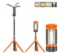 AKOFUN Lampada da campeggio 12000 mAh con supporto, luce di lavoro ricaricabile, 10.000 lumen, luce di lavoro senza fili regolabile con 3 teste di lampada LED, lampada magnetica di emergenza con