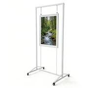 AKOGG Espositore per Quadri Pieghevole con Ruote, cavalletto, Stand Mobile in Alluminio per Gallerie, Mostre e Poster(White,1PCS_120*200CM)