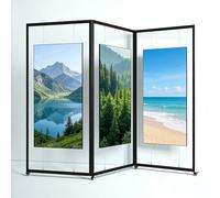 AKOGG Espositore per Quadri Pieghevole con Ruote, cavalletto, Stand Mobile in Alluminio per Gallerie, Mostre e Poster(Black,3PCS_120*250CM)