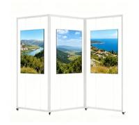 AKOGG Espositore per Quadri Pieghevole con Ruote, cavalletto, Stand Mobile in Alluminio per Gallerie, Mostre e Poster(White,3PCS_100*220CM)