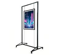 AKOGG Espositore per Quadri Pieghevole con Ruote, cavalletto, Stand Mobile in Alluminio per Gallerie, Mostre e Poster(Black,1PCS_100*240CM)