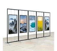 AKOGG Espositore per Quadri Pieghevole con Ruote, cavalletto, Stand Mobile in Alluminio per Gallerie, Mostre e Poster(Black,5PCS_100*250CM)