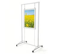 AKOGG Espositore Pieghevole per Quadri Mobile in Alluminio, Stand Espositivo Regolabile per Opere d'Arte con Ruote e Sistema di Sospensione, Espositore Flessibile per Gallerie(White,120 * 220cm)