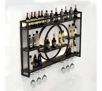 AKOGG Portabottiglie da parete Bar,Scaffale Galleggiante Elegante In Metallo Per Vino E Champagne,Porta Bottiglie Da Parete con luce LED,Per Cucina E Soggiorno