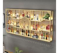 AKOGG Portabottiglie Da Parete Elegante Con Illuminazione LED,Porta Vino Da Parete,Scaffale In Metallo Per Vino Con Porta Calici,Porta Bottiglie Di Vino Per Cucina E Soggiorno(240cm(94.5in))