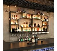 AKOGG Portabottiglie da Parete in Metallo Elegante con Portabicchieri - Scaffale Galleggiante per Vino e Champagne, Ideale per Bar, Cucina, Soggiorno e Sala da Pranzo(Black,300cm/118in)