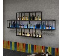 AKOGG Portabottiglie da parete per riporre bottiglie di vino e calici,Porta Bottiglie Di Vino Con Portabicchieri,Scaffale Per Vino In Metallo Con Porta Calici Per Cucina E Soggiorno(240cm/94.5in)