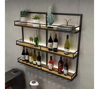 AKOGG Portabottiglie Da Parete,Porta Bottiglie Di Vino Da Parete Con Ripiano Espositivo,Metallo Porta Vino,Vetrinetta Pensile Da Parete,Per Casa,Bar,Sala Da Pranzo,Cucina(140cm/55in)