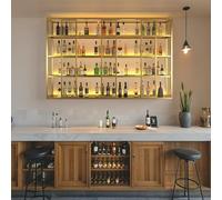 AKOGG Portabottiglie Da Parete,Porta Bottiglie Di Vino In Metallo,Scaffale Galleggiante Per Vino E Champagne,Ideale Per Bar,Cucina,Soggiorno E Sala Da Pranzo(Gold,120cm/47.2in)