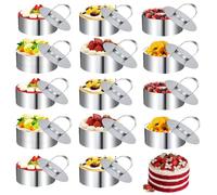 AKOLAFE 14 Pezzi Coppapasta Tondi 8 cm, Coppa Pasta di Acciaio, Rotondo Anello per Torte in Acciaio Inossidabile Adatto, Coppapasta Tondo per Torte Fatte in Casa, Torte Mousse, Dessert, Biscotti